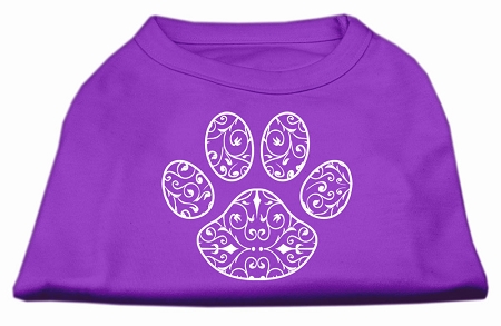 Henna Paw Screen Print Shirt Purple Lg